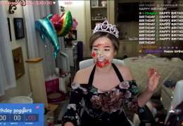 Pokimane Being Cute On Stream With Her Birthday Cake Smeared On Her Face