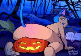 Catgirl rides pumpkin