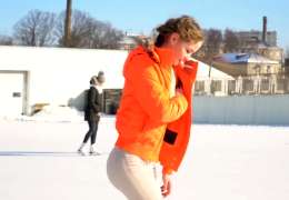 Faina Bona Flashing At Ice Rink